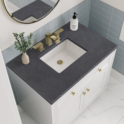 James Martin - Chicago 36" Single Vanity, Glossy White, w/ 3 CM Charcoal Soapstone Silestone® Top - 503-V36-GW-3CSP view 8