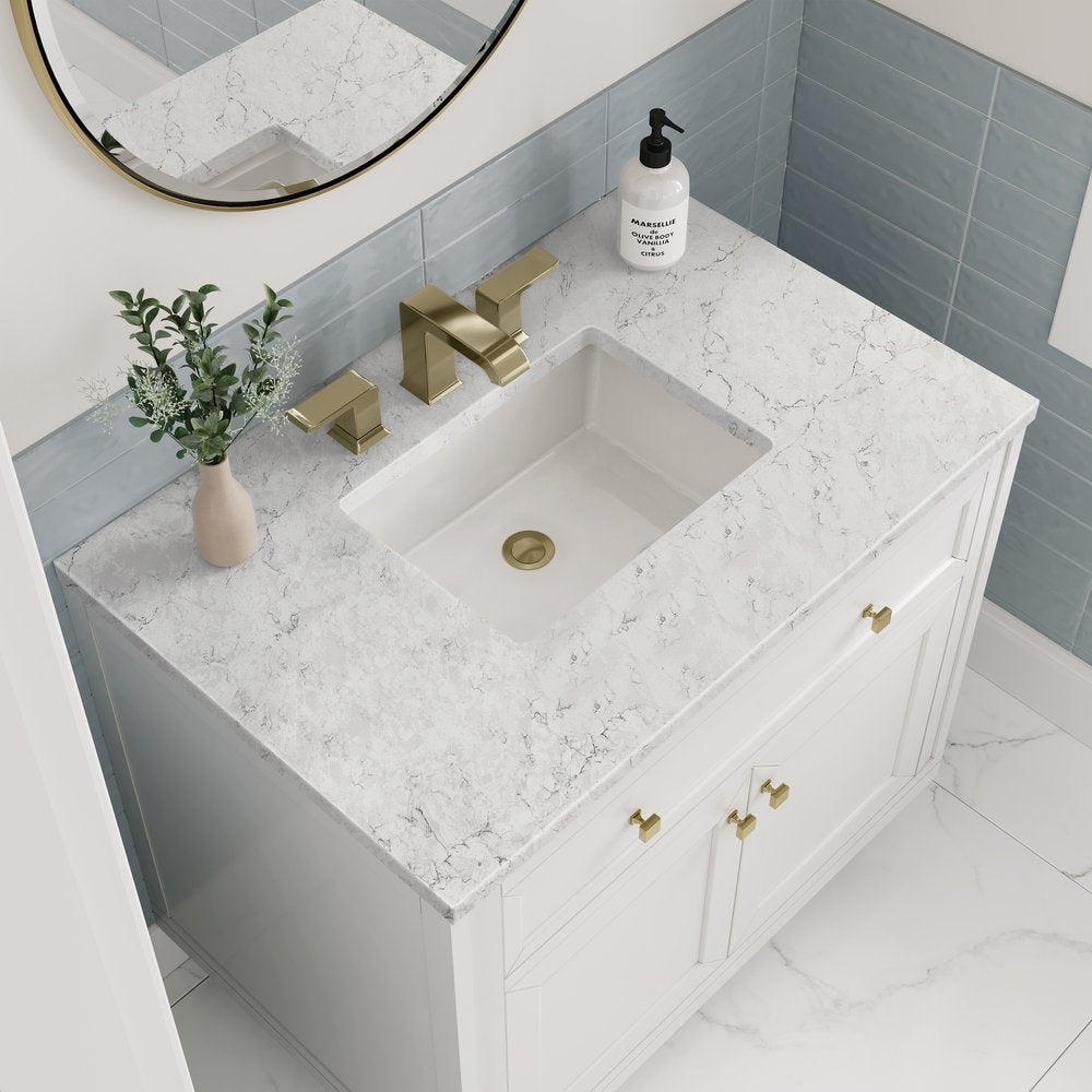 James Martin - Chicago 36" Single Vanity, Glossy White, w/ 3 CM Eternal Jasmine Pearl Silestone® Top - 503-V36-GW-3EJP view 8