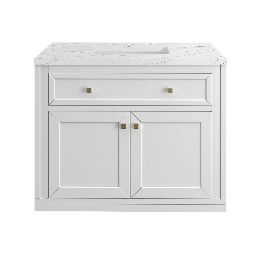 James Martin - Chicago 36" Single Vanity, Glossy White, w/ 3 CM Ethereal Noctis Silestone® Top - 503-V36-GW-3ENC view 1