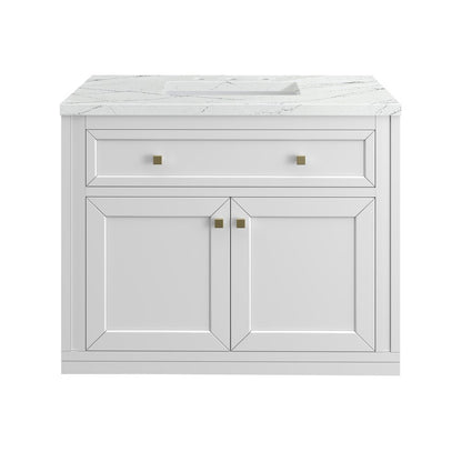 James Martin - Chicago 36" Single Vanity, Glossy White, w/ 3 CM Ethereal Noctis Silestone® Top - 503-V36-GW-3ENC view 1