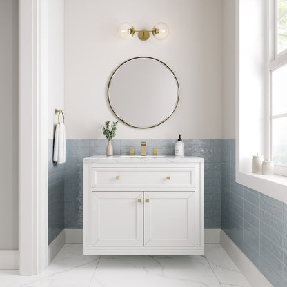 James Martin - Chicago 36" Single Vanity, Glossy White, w/ 3 CM Ethereal Noctis Silestone® Top - 503-V36-GW-3ENC view 4