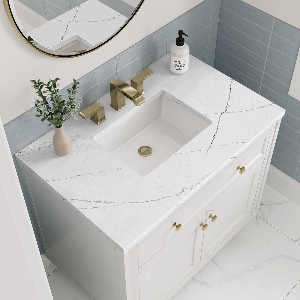 James Martin - Chicago 36" Single Vanity, Glossy White, w/ 3 CM Ethereal Noctis Silestone® Top - 503-V36-GW-3ENC view 8