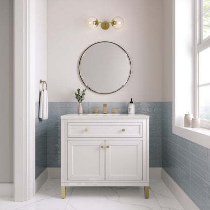 James Martin - Chicago 36" Single Vanity, Glossy White, w/ 3 CM Lime Delight Silestone® Top - 503-V36-GW-3LDL view 4