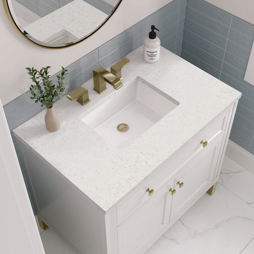 James Martin - Chicago 36" Single Vanity, Glossy White, w/ 3 CM Lime Delight Silestone® Top - 503-V36-GW-3LDL view 8