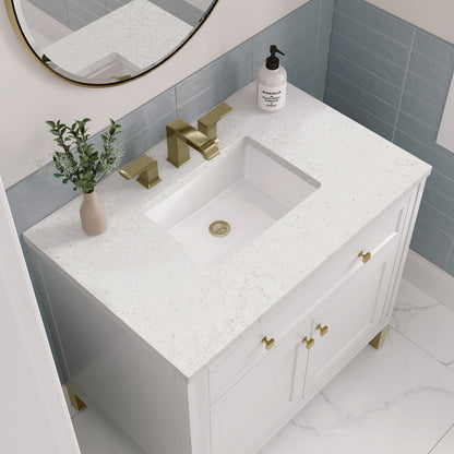 James Martin - Chicago 36" Single Vanity, Glossy White, w/ 3 CM Lime Delight Silestone® Top - 503-V36-GW-3LDL view 8