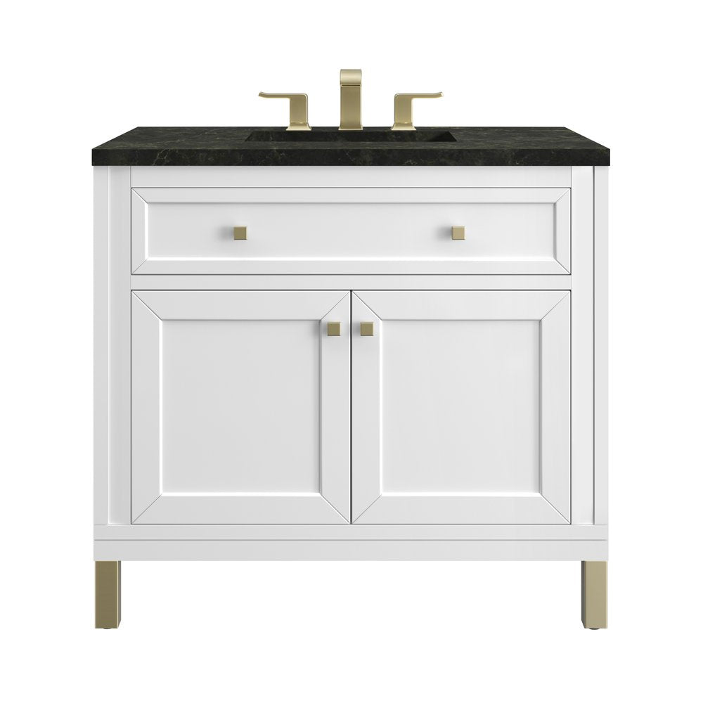 James Martin - Chicago 36" Single Vanity, Glossy White, w/ 3 CM Phantome Eclos Top - 503-V36-GW-3PHT view 1