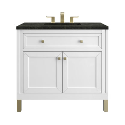 James Martin - Chicago 36" Single Vanity, Glossy White, w/ 3 CM Phantome Eclos Top - 503-V36-GW-3PHT view 1