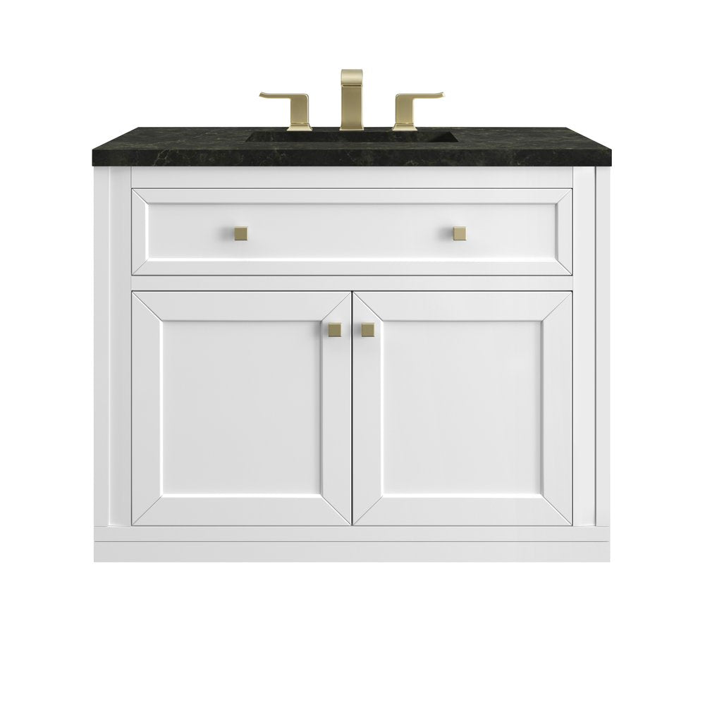 James Martin - Chicago 36" Single Vanity, Glossy White, w/ 3 CM Phantome Eclos Top - 503-V36-GW-3PHT view 2