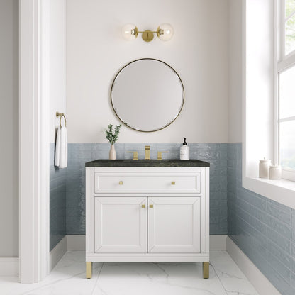 James Martin - Chicago 36" Single Vanity, Glossy White, w/ 3 CM Phantome Eclos Top - 503-V36-GW-3PHT view 3