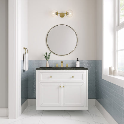James Martin - Chicago 36" Single Vanity, Glossy White, w/ 3 CM Phantome Eclos Top - 503-V36-GW-3PHT view 4
