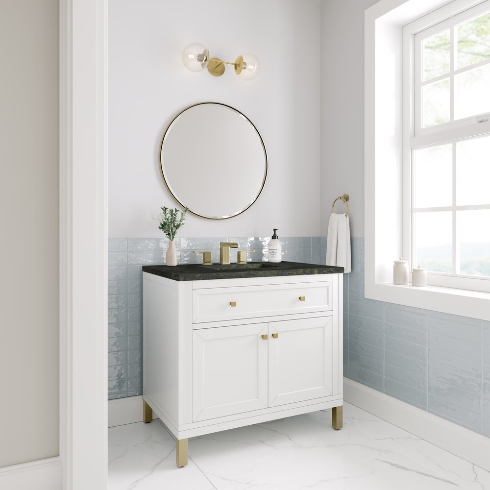 James Martin - Chicago 36" Single Vanity, Glossy White, w/ 3 CM Phantome Eclos Top - 503-V36-GW-3PHT view 5