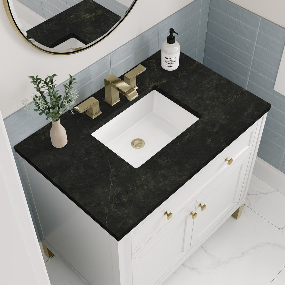 James Martin - Chicago 36" Single Vanity, Glossy White, w/ 3 CM Phantome Eclos Top - 503-V36-GW-3PHT view 8