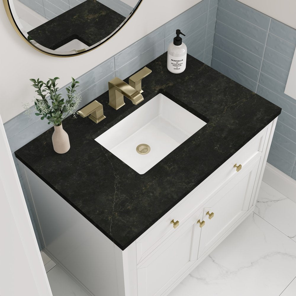 James Martin - Chicago 36" Single Vanity, Glossy White, w/ 3 CM Phantome Eclos Top - 503-V36-GW-3PHT view 9
