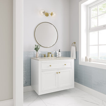James Martin - Chicago 36" Single Vanity, Glossy White, w/ 3 CM Siberian Silestone Top - 503-V36-GW-3SFR view 6