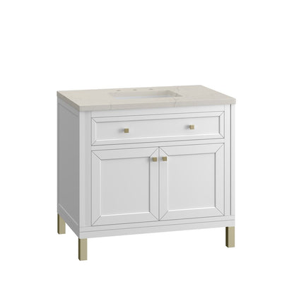 James Martin - Chicago 36" Single Vanity, Glossy White, w/ 3 CM Siberian Silestone Top - 503-V36-GW-3SFR view 12