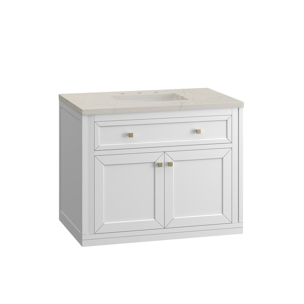 James Martin - Chicago 36" Single Vanity, Glossy White, w/ 3 CM Siberian Silestone Top - 503-V36-GW-3SFR view 13