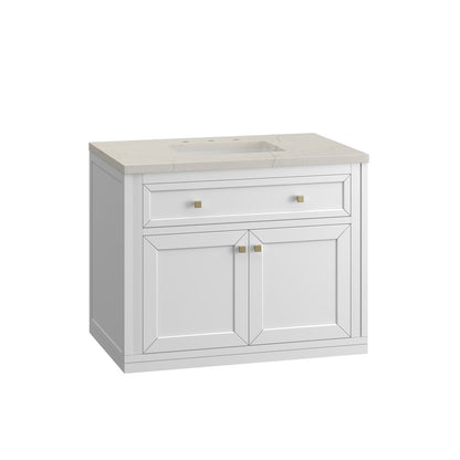 James Martin - Chicago 36" Single Vanity, Glossy White, w/ 3 CM Siberian Silestone Top - 503-V36-GW-3SFR view 13