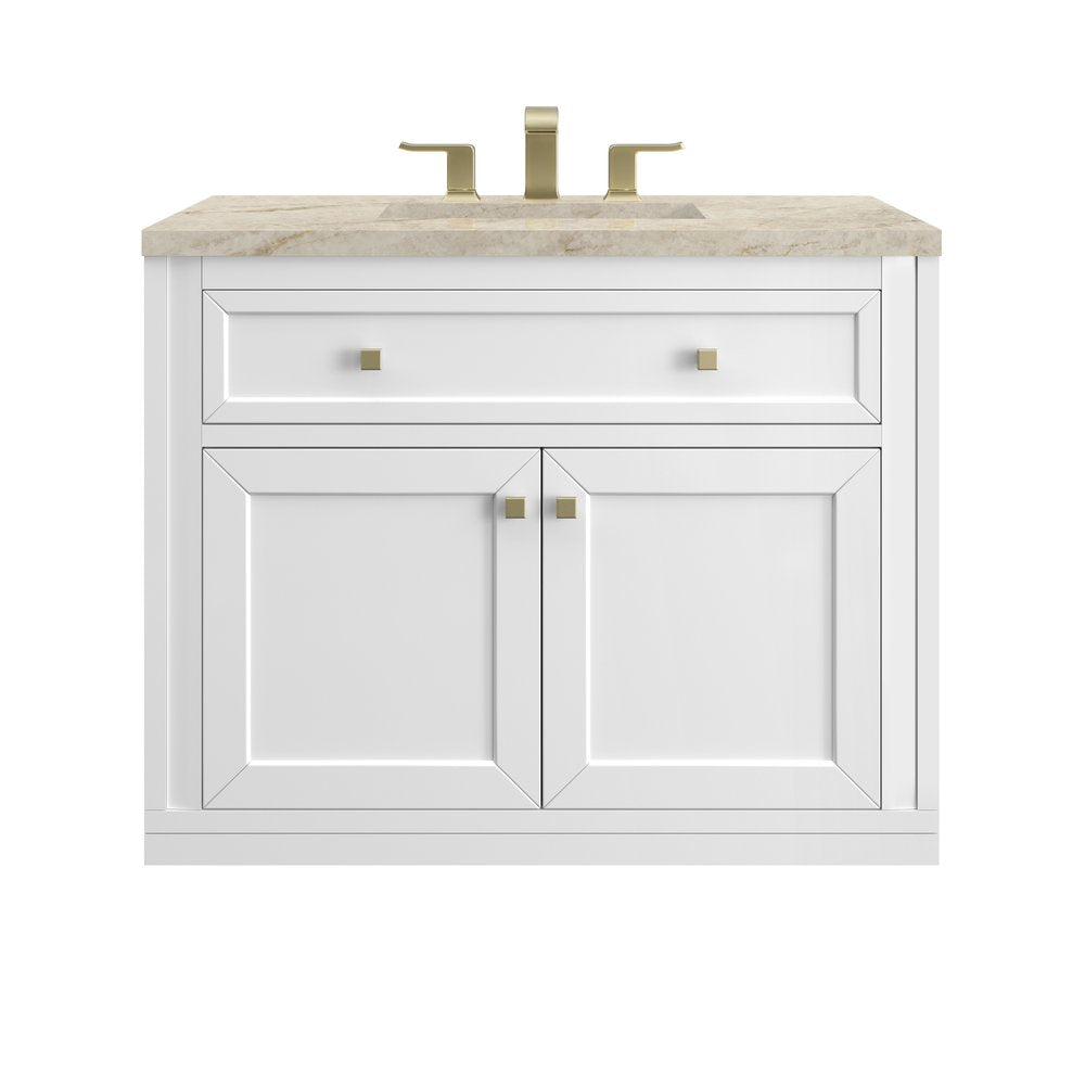 James Martin - Chicago 36" Single Vanity, Glossy White, w/ 3 CM Tajnar Eclos Top - 503-V36-GW-3TJR view 2