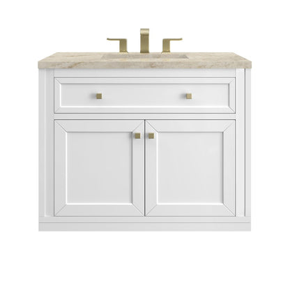 James Martin - Chicago 36" Single Vanity, Glossy White, w/ 3 CM Tajnar Eclos Top - 503-V36-GW-3TJR view 2
