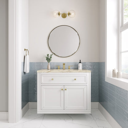 James Martin - Chicago 36" Single Vanity, Glossy White, w/ 3 CM Tajnar Eclos Top - 503-V36-GW-3TJR view 4