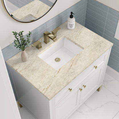 James Martin - Chicago 36" Single Vanity, Glossy White, w/ 3 CM Tajnar Eclos Top - 503-V36-GW-3TJR view 8