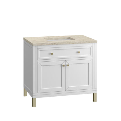 James Martin - Chicago 36" Single Vanity, Glossy White, w/ 3 CM Tajnar Eclos Top - 503-V36-GW-3TJR view 12