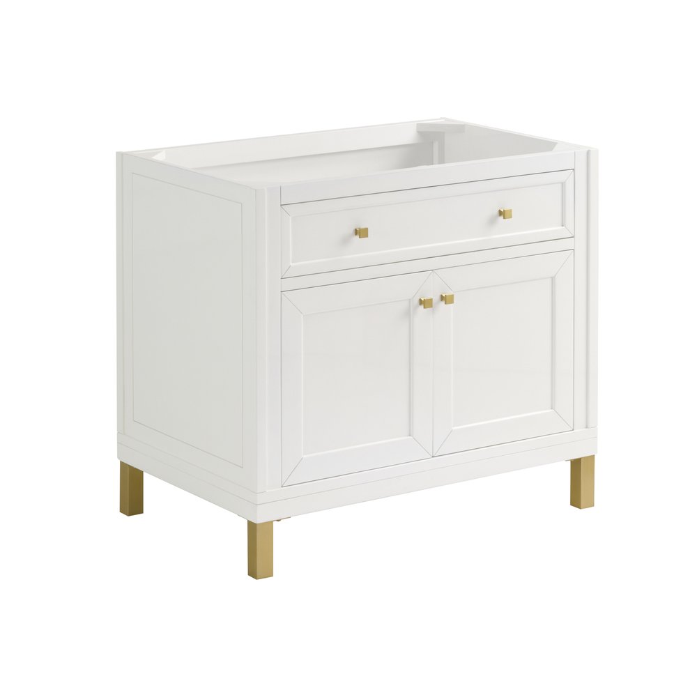 James Martin - Chicago 36" Single Vanity, Glossy White, w/ 3 CM Victorian Silver Silestone® Top - 503-V36-GW-3VSL view 2