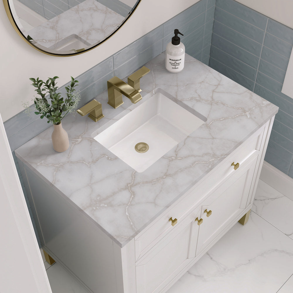 James Martin - Chicago 36" Single Vanity, Glossy White, w/ 3 CM Victorian Silver Silestone® Top - 503-V36-GW-3VSL view 8