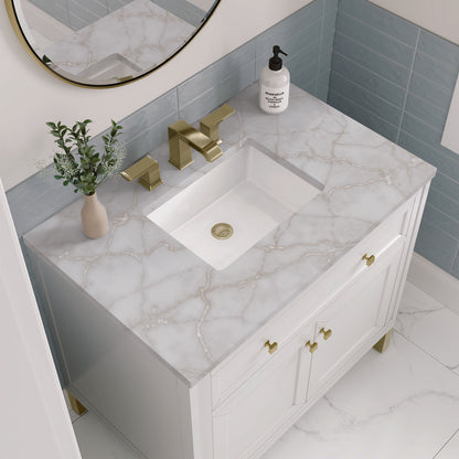 James Martin - Chicago 36" Single Vanity, Glossy White, w/ 3 CM Victorian Silver Silestone® Top - 503-V36-GW-3VSL view 8