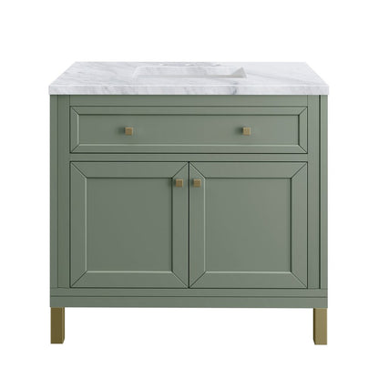 James Martin - Chicago 36" Single Vanity, Smokey Celadon, w/ 3 CM Carrara Marble Top - 503-V36-SC-3CAR view 2