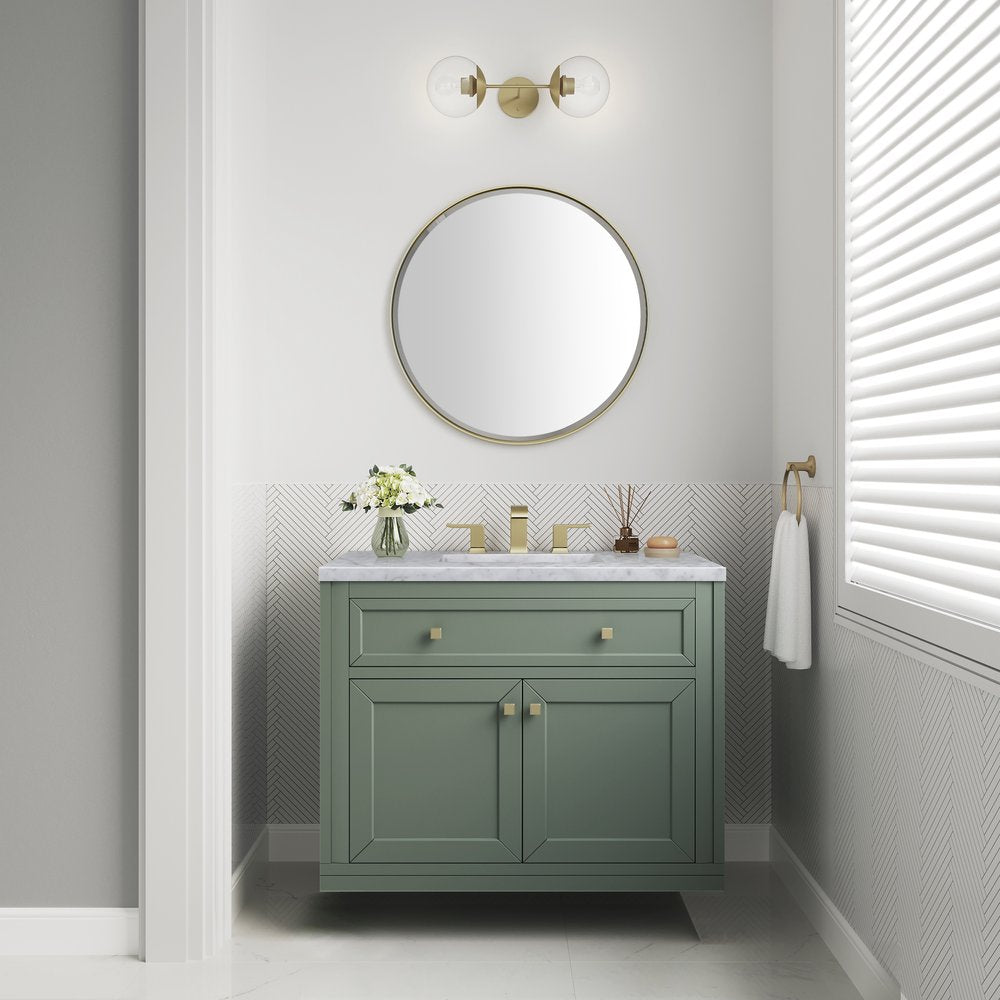 James Martin - Chicago 36" Single Vanity, Smokey Celadon, w/ 3 CM Carrara Marble Top - 503-V36-SC-3CAR view 6