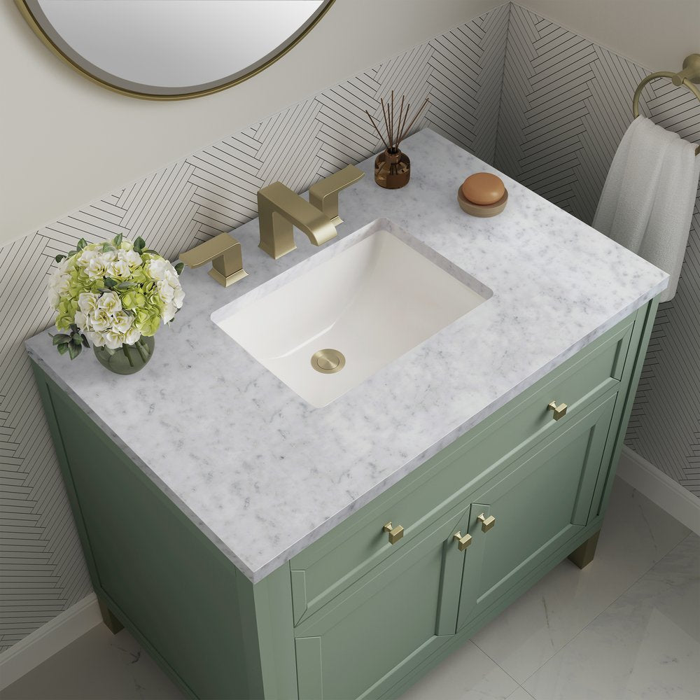 James Martin - Chicago 36" Single Vanity, Smokey Celadon, w/ 3 CM Carrara Marble Top - 503-V36-SC-3CAR view 10