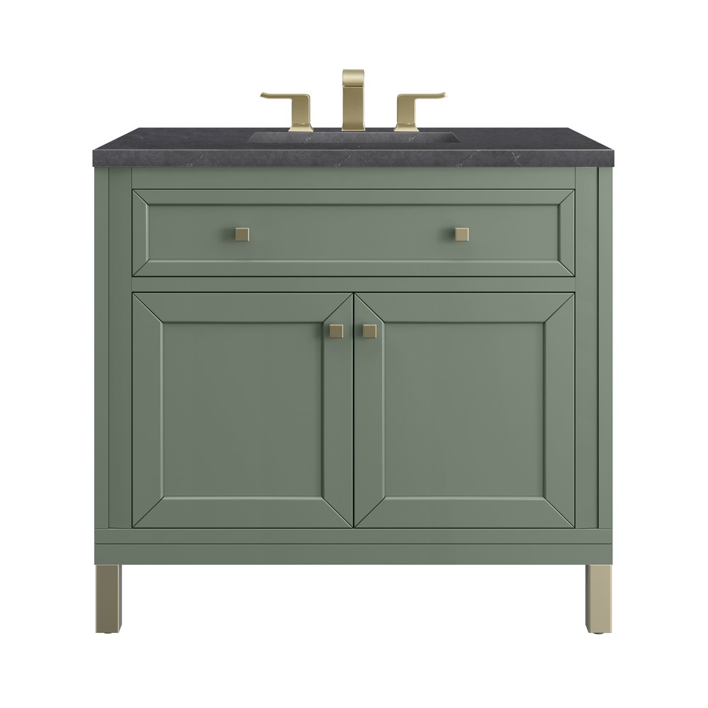 James Martin - Chicago 36" Single Vanity, Smokey Celadon, w/ 3 CM Charcoal Soapstone Silestone® Top - 503-V36-SC-3CSP view 1