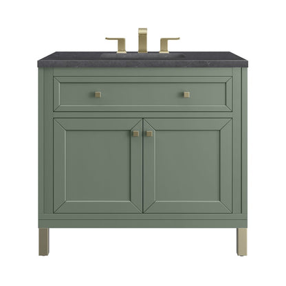 James Martin - Chicago 36" Single Vanity, Smokey Celadon, w/ 3 CM Charcoal Soapstone Silestone® Top - 503-V36-SC-3CSP view 1