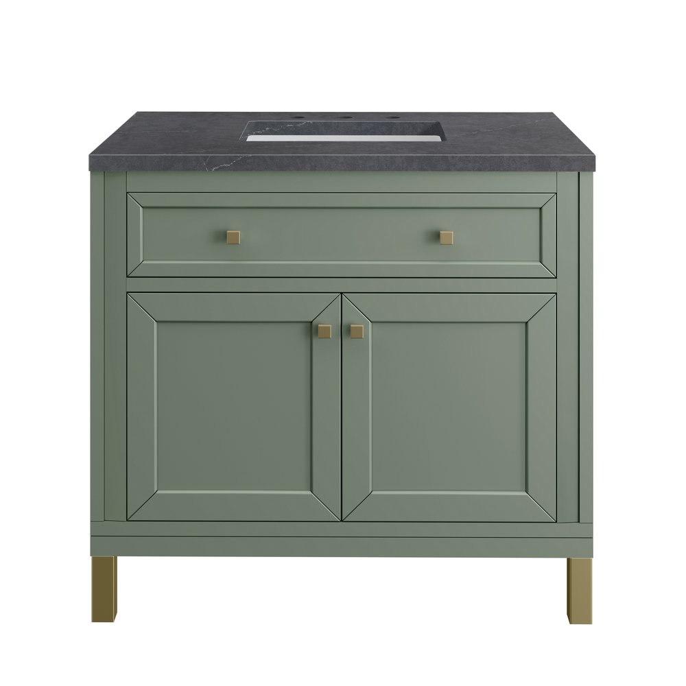 James Martin - Chicago 36" Single Vanity, Smokey Celadon, w/ 3 CM Charcoal Soapstone Silestone® Top - 503-V36-SC-3CSP view 2