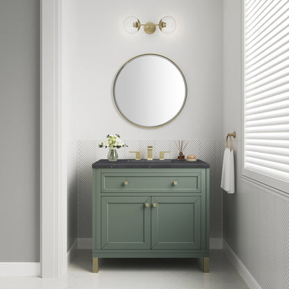 James Martin - Chicago 36" Single Vanity, Smokey Celadon, w/ 3 CM Charcoal Soapstone Silestone® Top - 503-V36-SC-3CSP view 5