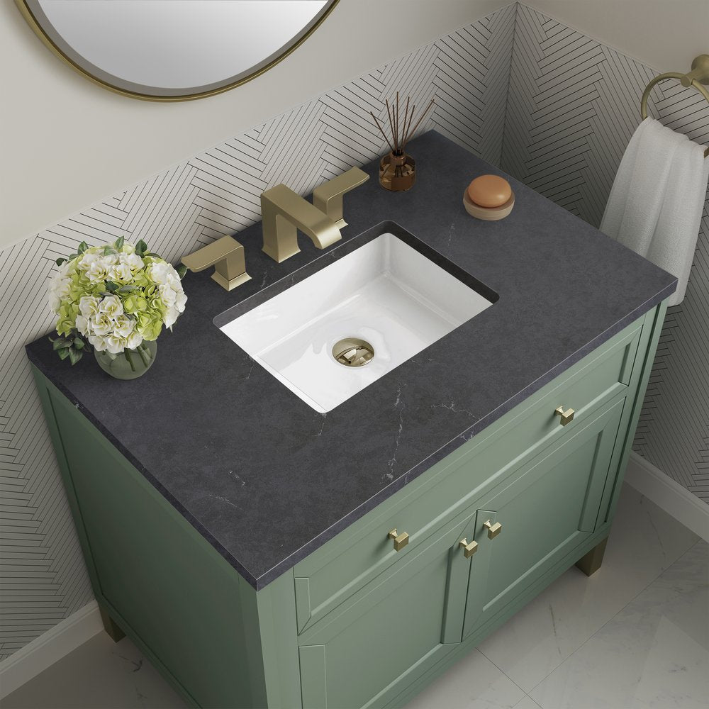 James Martin - Chicago 36" Single Vanity, Smokey Celadon, w/ 3 CM Charcoal Soapstone Silestone® Top - 503-V36-SC-3CSP view 9