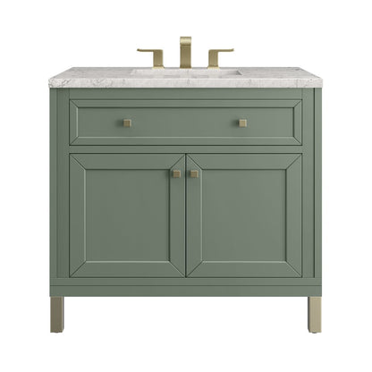 James Martin - Chicago 36" Single Vanity, Smokey Celadon, w/ 3 CM Eternal Jasmine Pearl Silestone® Top - 503-V36-SC-3EJP view 1