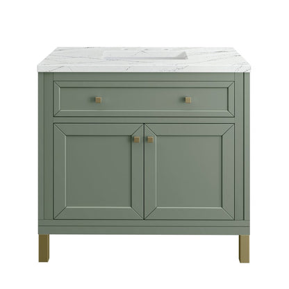 James Martin - Chicago 36" Single Vanity, Smokey Celadon, w/ 3 CM Ethereal Noctis Silestone® Top - 503-V36-SC-3ENC view 2