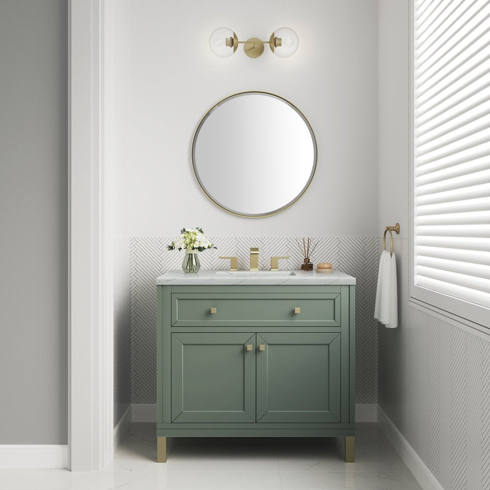 James Martin - Chicago 36" Single Vanity, Smokey Celadon, w/ 3 CM Ethereal Noctis Silestone® Top - 503-V36-SC-3ENC view 5