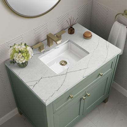 James Martin - Chicago 36" Single Vanity, Smokey Celadon, w/ 3 CM Ethereal Noctis Silestone® Top - 503-V36-SC-3ENC view 9