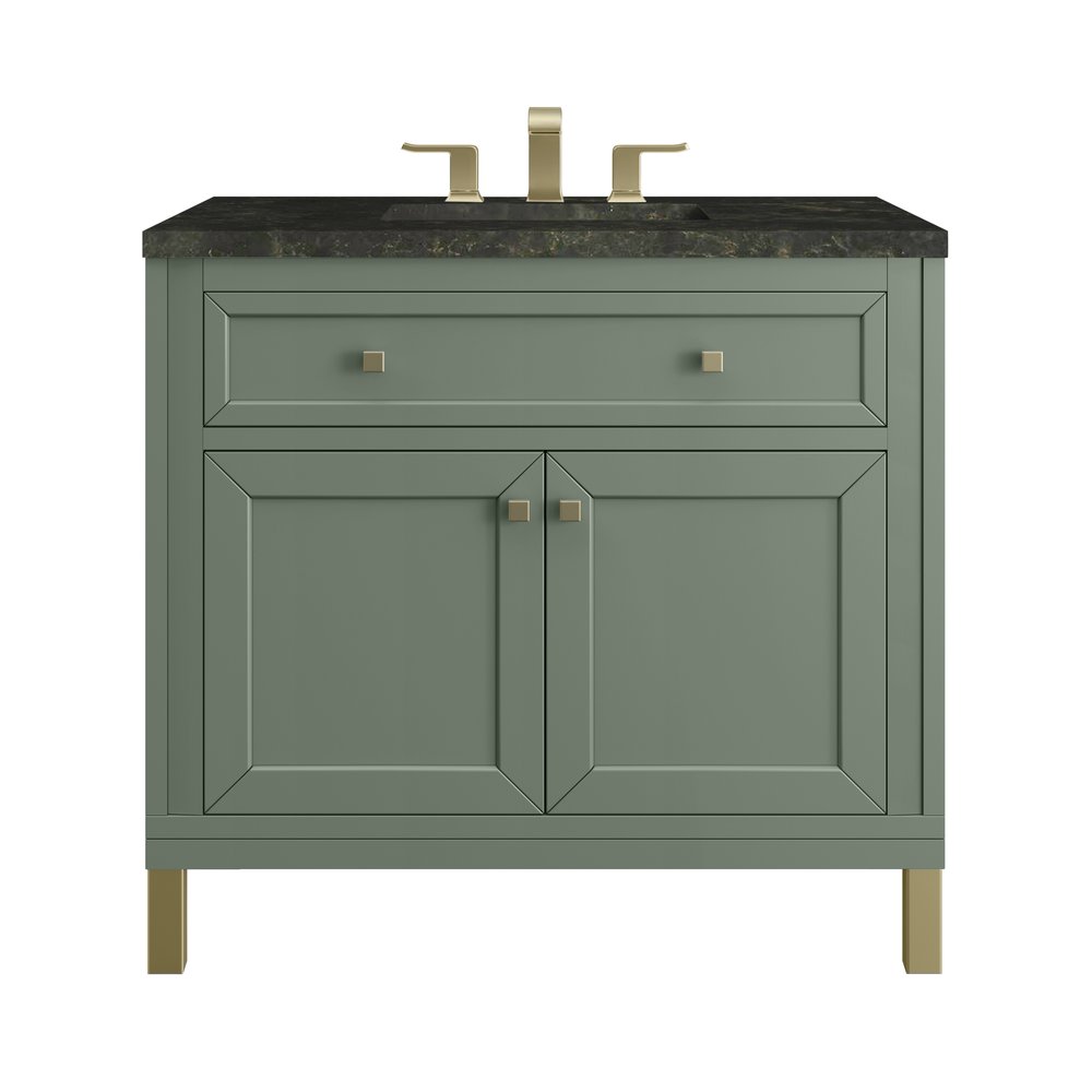 James Martin - Chicago 36" Single Vanity, Smokey Celadon, w/ 3 CM Phantome Eclos Top - 503-V36-SC-3PHT view 1
