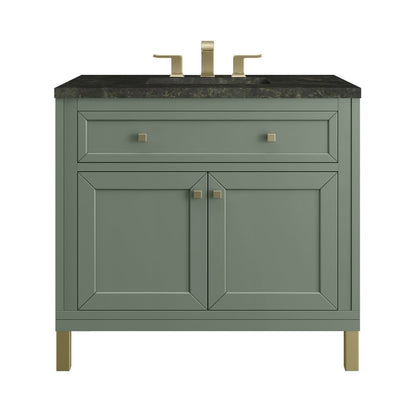 James Martin - Chicago 36" Single Vanity, Smokey Celadon, w/ 3 CM Phantome Eclos Top - 503-V36-SC-3PHT view 1