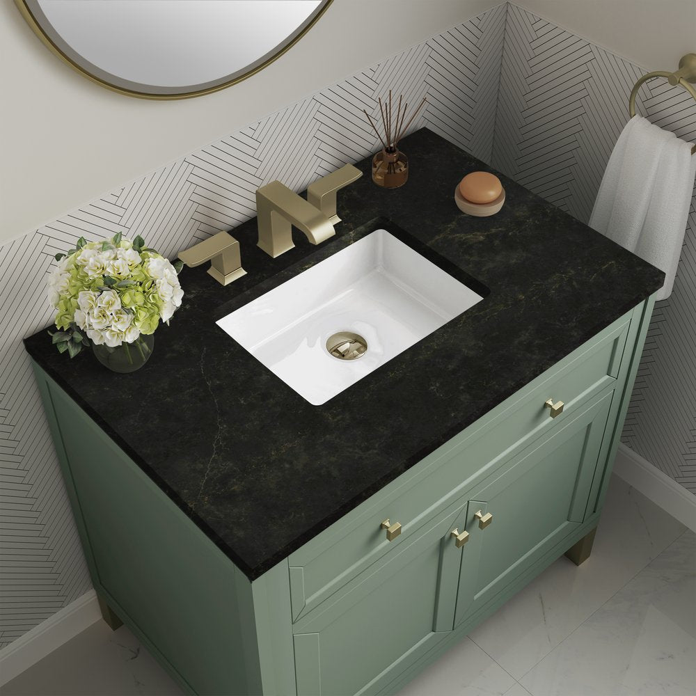 James Martin - Chicago 36" Single Vanity, Smokey Celadon, w/ 3 CM Phantome Eclos Top - 503-V36-SC-3PHT view 7