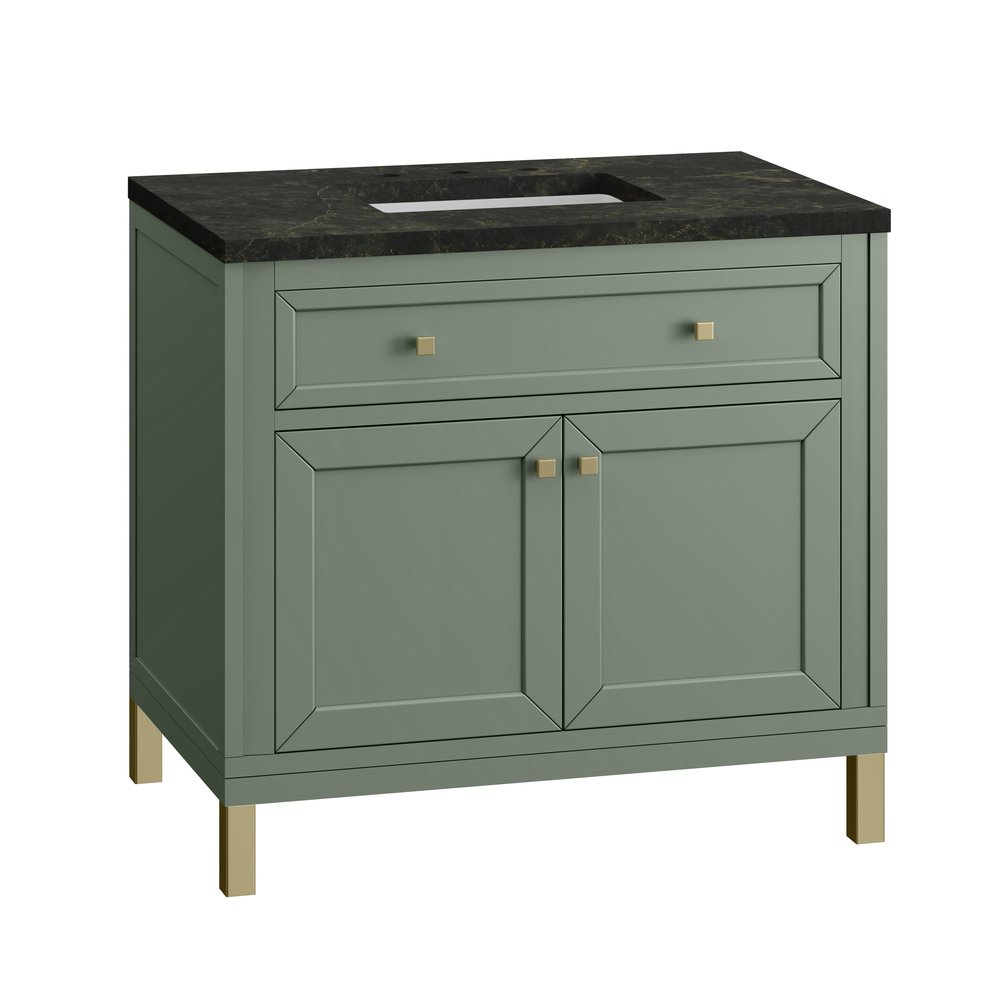 James Martin - Chicago 36" Single Vanity, Smokey Celadon, w/ 3 CM Phantome Eclos Top - 503-V36-SC-3PHT view 9
