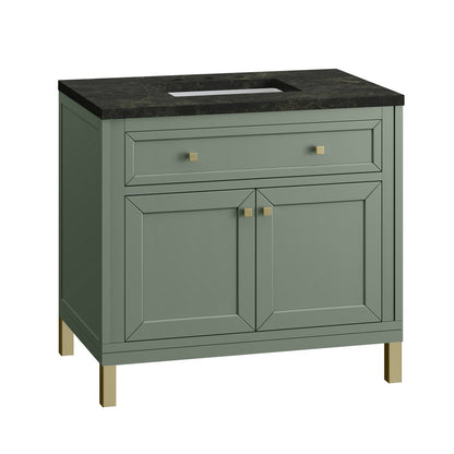 James Martin - Chicago 36" Single Vanity, Smokey Celadon, w/ 3 CM Phantome Eclos Top - 503-V36-SC-3PHT view 9