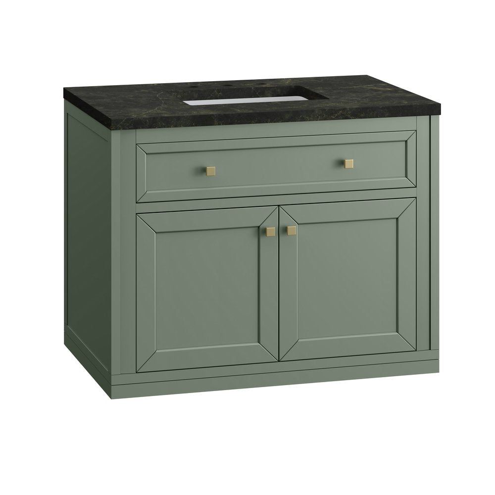 James Martin - Chicago 36" Single Vanity, Smokey Celadon, w/ 3 CM Phantome Eclos Top - 503-V36-SC-3PHT view 10