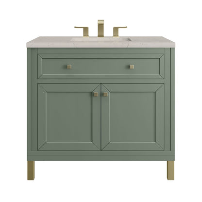 James Martin - Chicago 36" Single Vanity, Smokey Celadon, w/ 3 CM Siberian Silestone Top - 503-V36-SC-3SFR view 1
