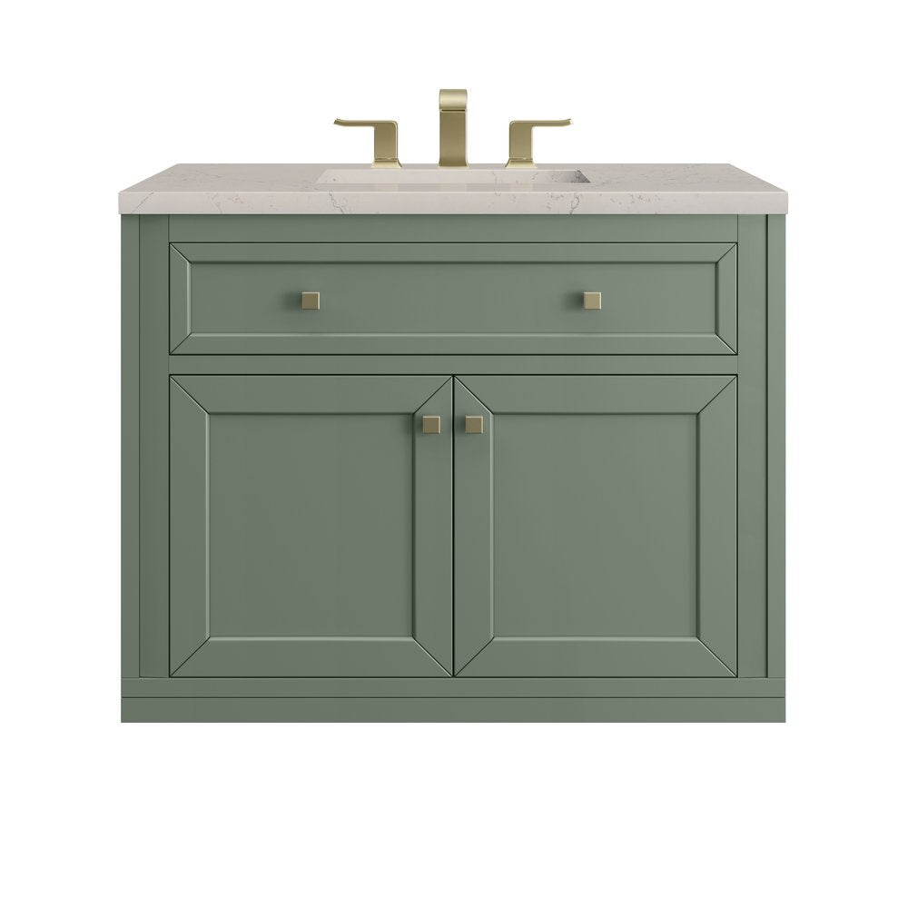 James Martin - Chicago 36" Single Vanity, Smokey Celadon, w/ 3 CM Siberian Silestone Top - 503-V36-SC-3SFR view 2