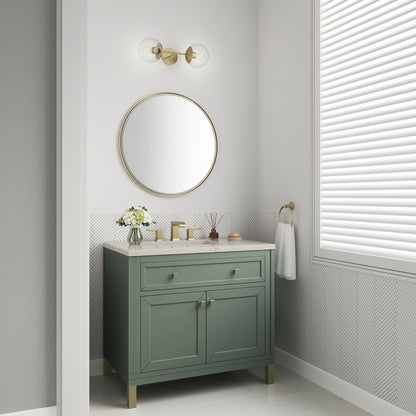 James Martin - Chicago 36" Single Vanity, Smokey Celadon, w/ 3 CM Siberian Silestone Top - 503-V36-SC-3SFR view 5
